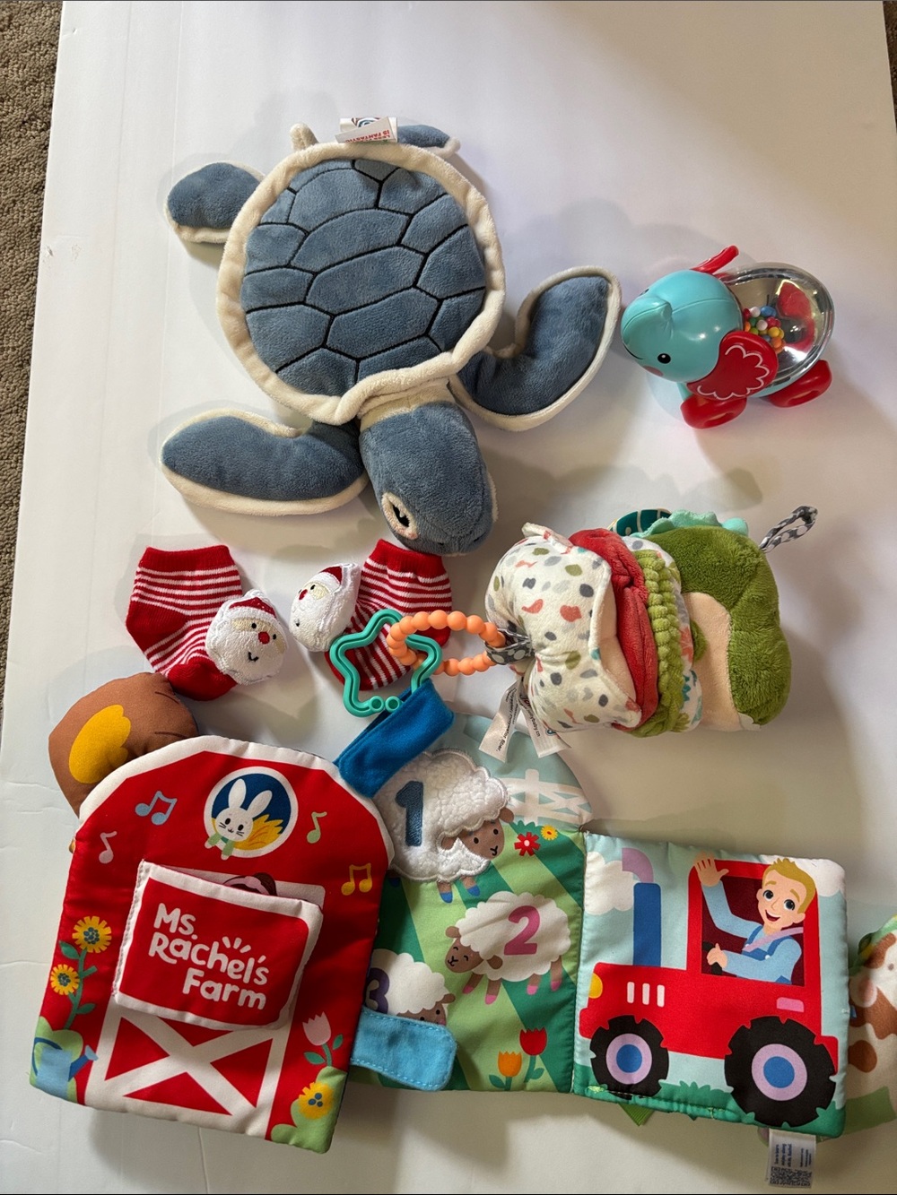 bundle of 5 baby toys Farm Activity Cloth Book for Babies - Red & Multicolor